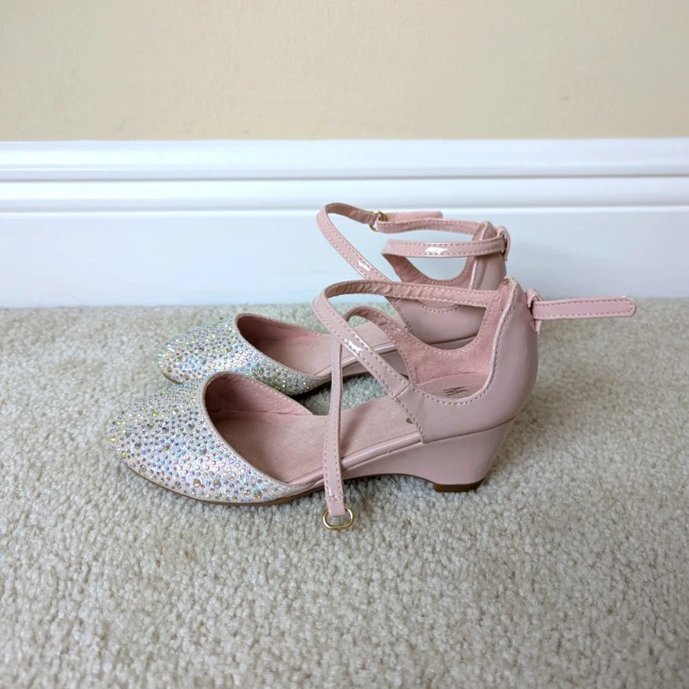 MIX NO. 6 | Girls Glitter Tiffany Wedge Pumps - Pink and Silver
